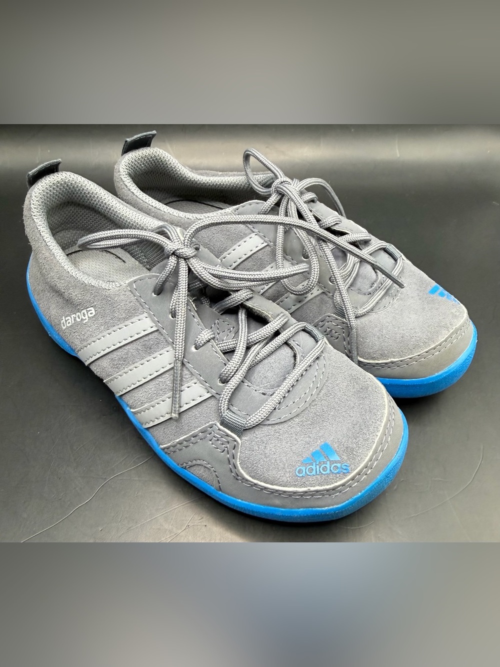 adidas Kids Gray Sneakers with‎ Blue Soles- Size:11
